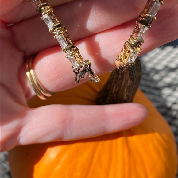 Gold Color over Sterling Tennis Style Bracelet - Picture 11 of 17